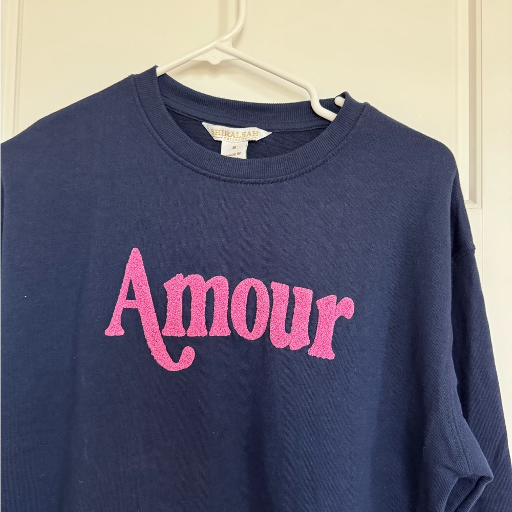 Shiraleah "Amour" Sweatshirt, Navy Blue Size Small - Picture 4 of 5